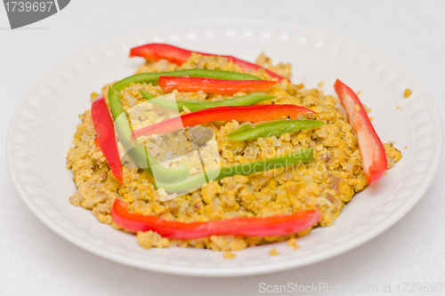 Image of Scrambled eggs with bell peppers