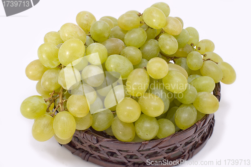 Image of Green grapes in basket.