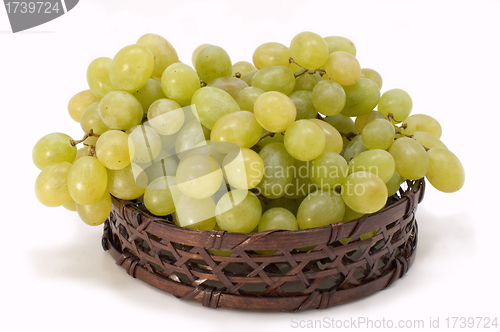 Image of Green grapes in basket.