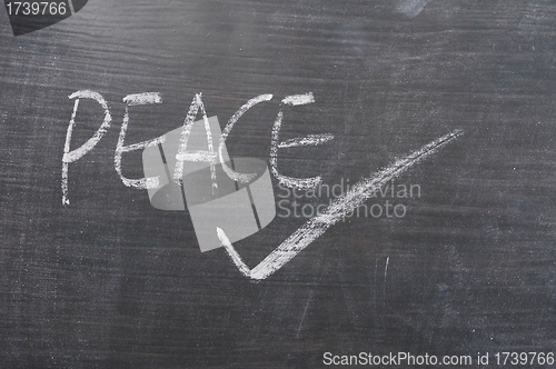 Image of Peace - word written on a blackboard