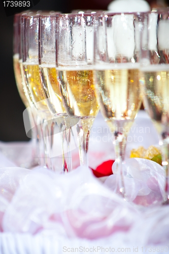 Image of glasses of champagne on festive table
