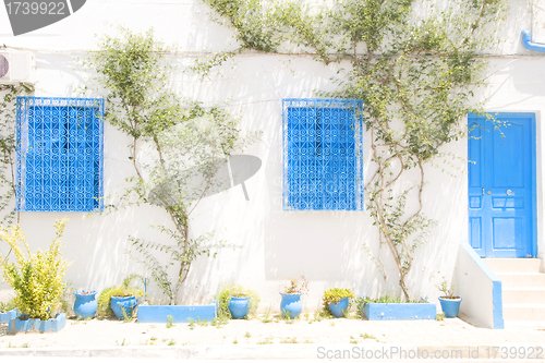 Image of typical white Tunisian architecture Tunisia Africa Sidi Bou Said