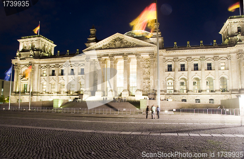 Image of The Reichstag Parliament building night light Berlin Germany Eur