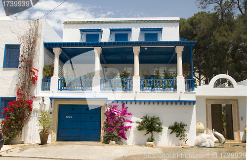 Image of typical white Tunisian architecture Tunisia Africa Sidi Bou Said