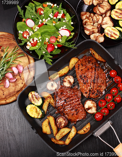 Image of Beef steak with grilled vegetable