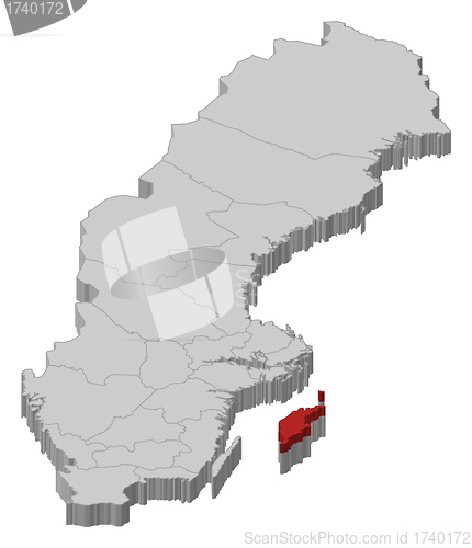 Image of Map of Sweden, Gotland County highlighted