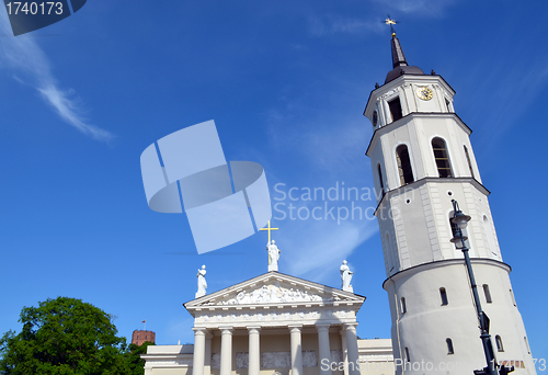 Image of Vilnius cathedral bell tower Gediminas castle fort 