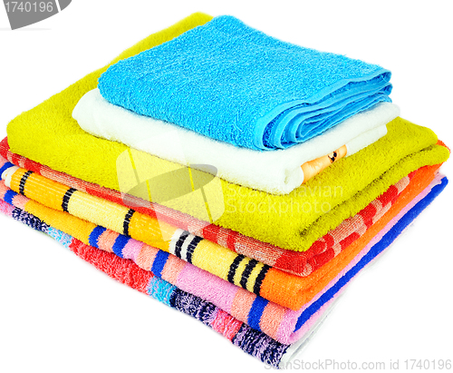 Image of Colorful towels isolated on white background