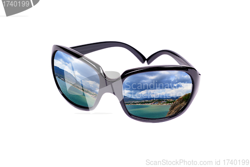 Image of Reflection of the coast in glasses