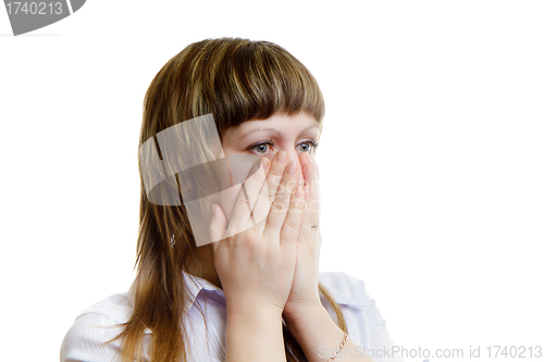 Image of frightened young woman