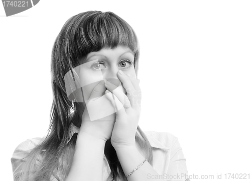 Image of frightened young woman