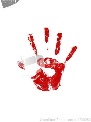 Image of Hand print on the white 