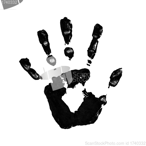 Image of black handprint on white background