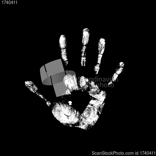 Image of white handprint on a black background