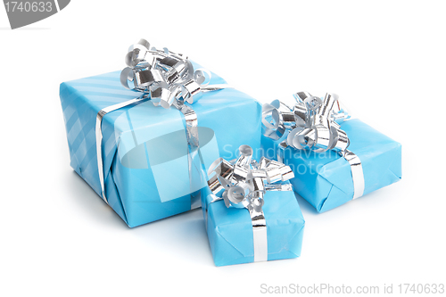 Image of colorfull gift present with shiny ribbons isolated
