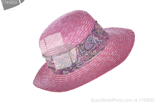 Image of pink hat with ribon isolated on white 