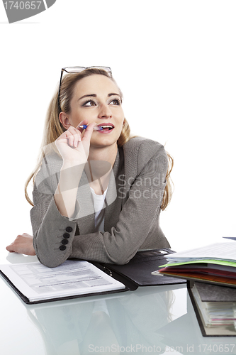 Image of young successful business woman in the office