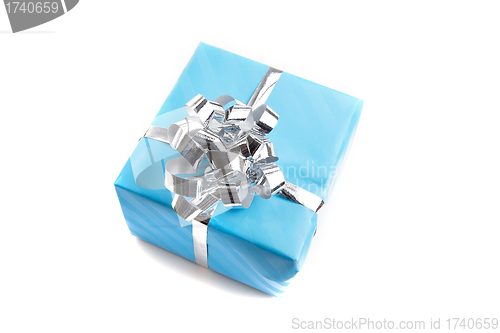 Image of colorfull gift present with shiny ribbons isolated