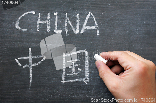 Image of China - word written on a smudged blackboard