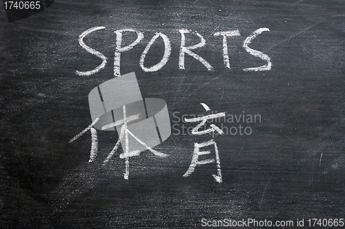 Image of Sports - word written on a smudged blackboard