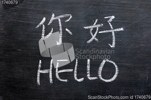 Image of Hello - word written on a smudged blackboard