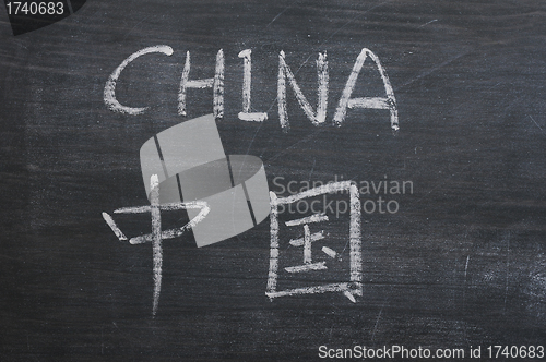 Image of China - word written on a smudged blackboard