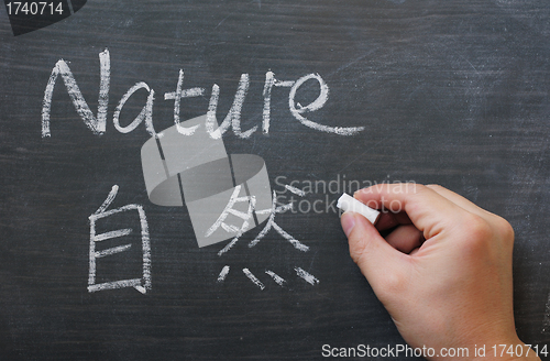 Image of Nature - word written on a smudged blackboard