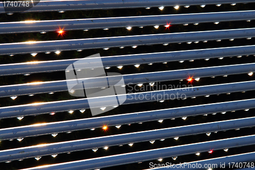 Image of water drops on steel background