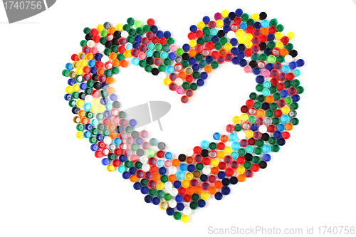 Image of heart from the color plastic caps