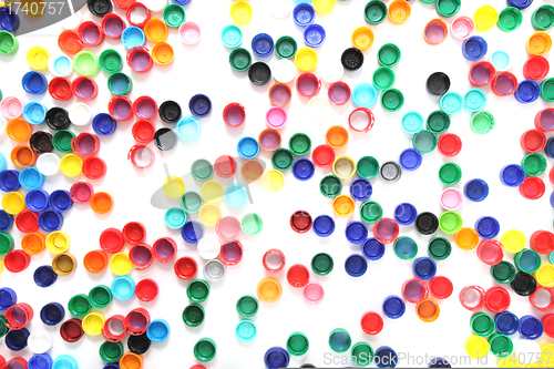 Image of color plastic caps background