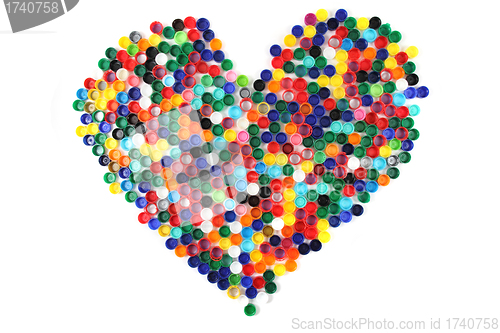 Image of heart from the color plastic caps