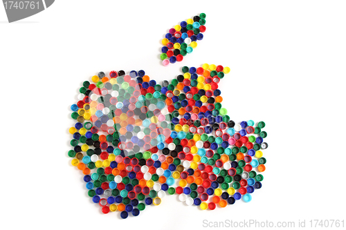 Image of apple from the color plastic caps