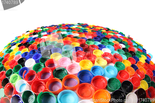 Image of color plastic caps background