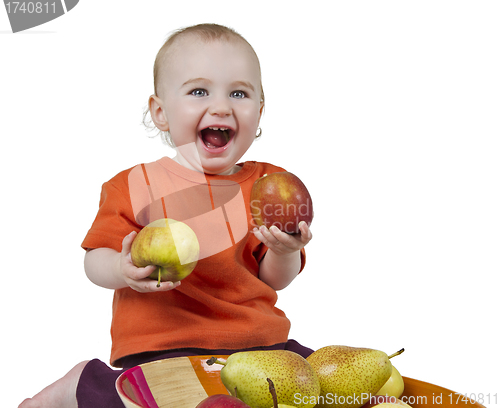 Image of baby with apples