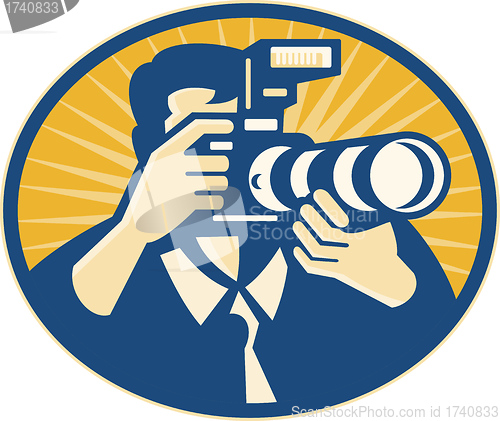 Image of Photographer DSLR Camera Shooting Retro