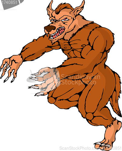 Image of werewolf wolfman running attacking