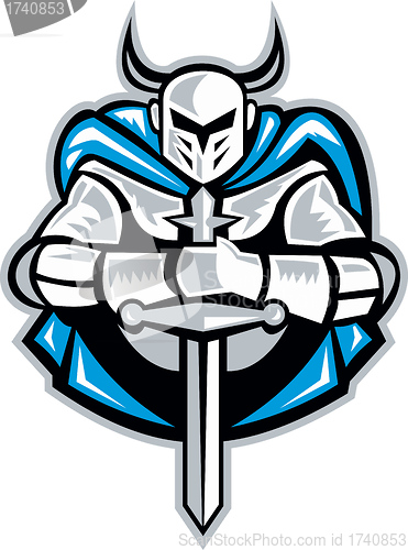 Image of Knight With Sword And Cape Front Retro