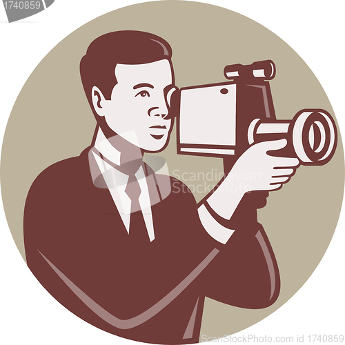 Image of Photographer Shooting Video Camera Retro