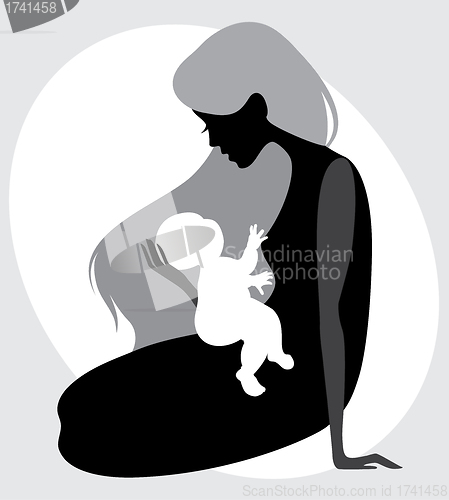 Image of Mother and child silhouette