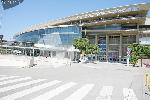 Image of BARCELONA, SPAIN APRIL 26: Outside view of the Camp Nou, officia