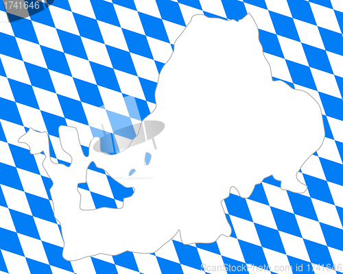 Image of Bavarian flag and map of lake Chiemsee