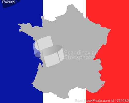 Image of Map and flag of France
