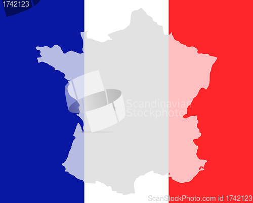Image of Map and flag of France