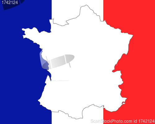 Image of Map and flag of France