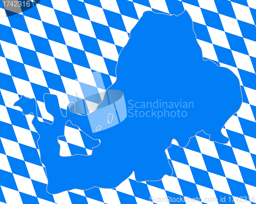 Image of Bavarian flag and map of lake Chiemsee