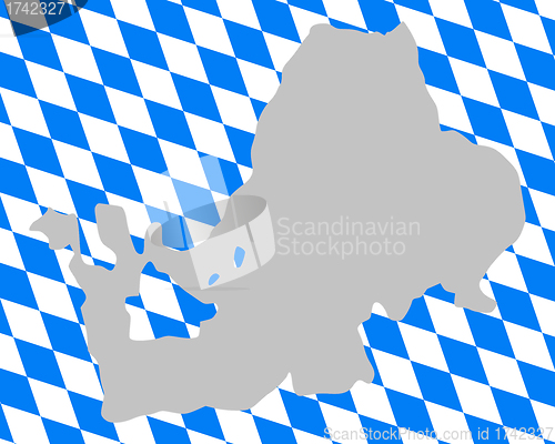 Image of Bavarian flag and map of lake Chiemsee