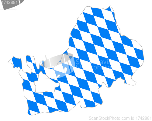 Image of Bavarian flag and map of lake Chiemsee