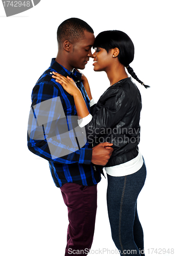 Image of African young couple deeply in love