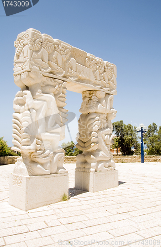 Image of Gate of Faith in Peak Park in old historic Jaffa Tel Aviv Israel