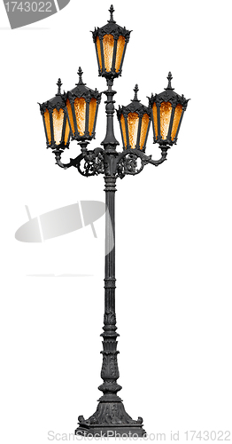 Image of Antique lamp post on white